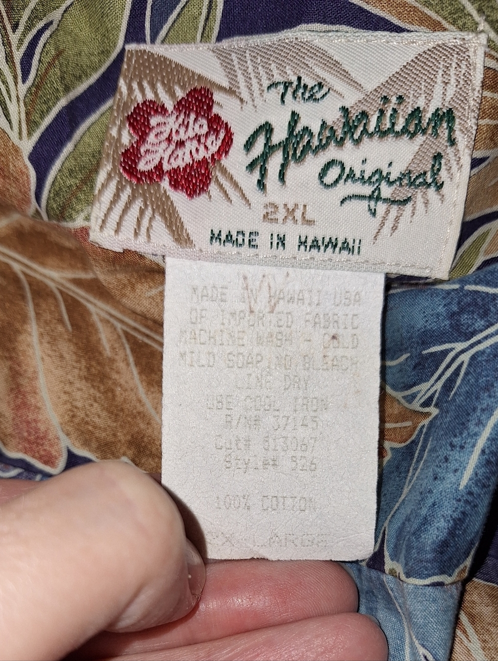 Vintage Hilo Hattie 2XL Hawaiian Aloha Shirt Made in Hawaii Blue Floral - Picture 9 of 9